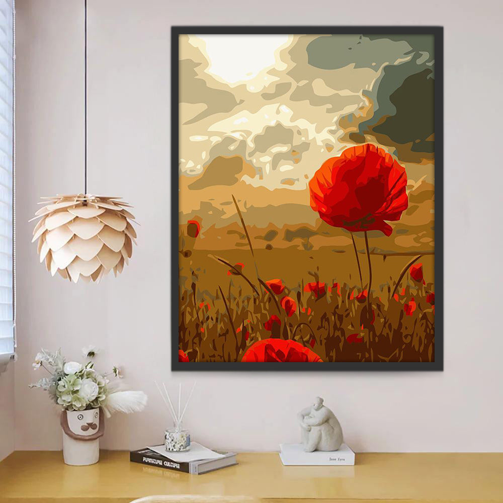 Campo de Amapolas Rojas Pintar por Números