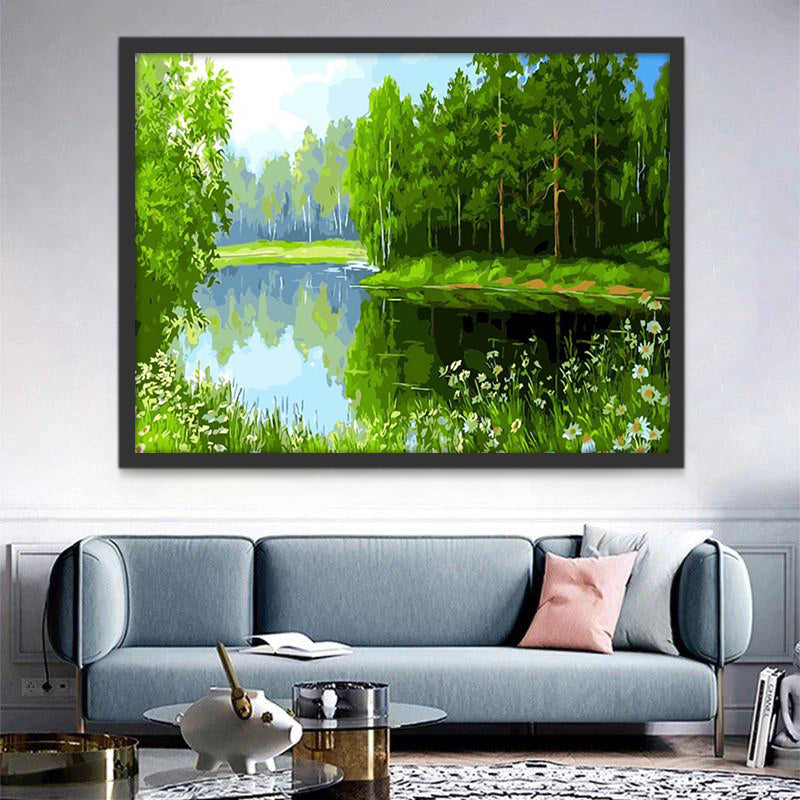 Campo de Camomilas y Bosque Verde Pintar por Números