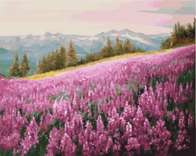 Campo de Flores en Ladera de Montaña Pintar por Números