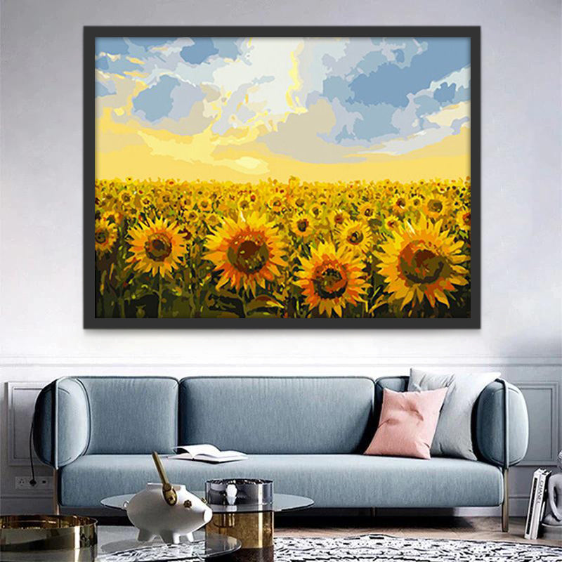 Campo de Girasol Bajo Cielo Azul Pintar por Números