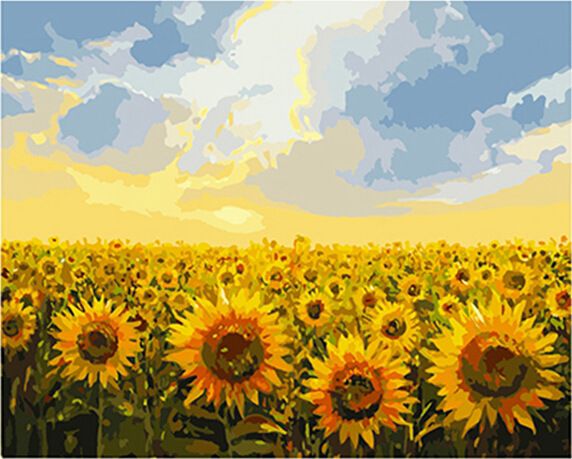 Campo de Girasol Bajo Cielo Azul Pintar por Números