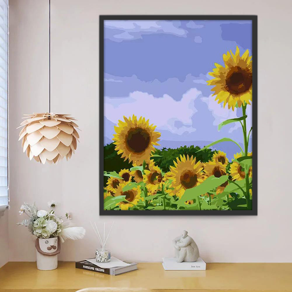 Campo de Girasol y Árboles Verdes Pintar por Números