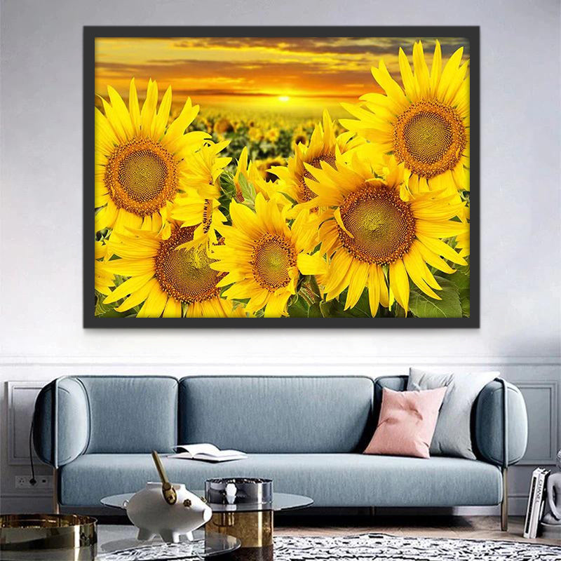 Campo de Girasoles al Atardecer Pintar por Números