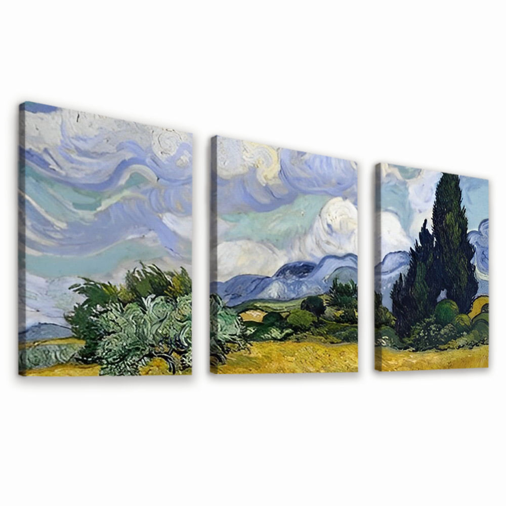 Campo de Trigo con Cipreses 3 Partes Pintar por Números