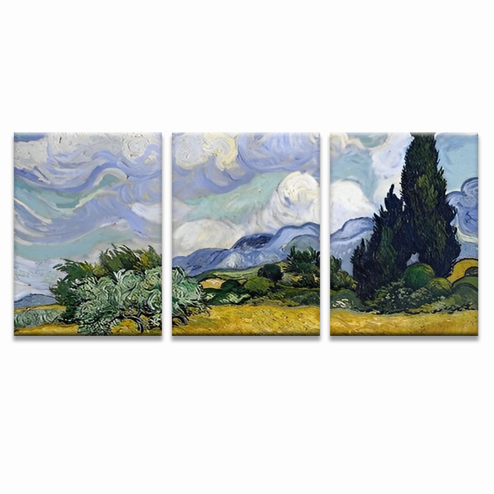 Campo de Trigo con Cipreses 3 Partes Pintar por Números