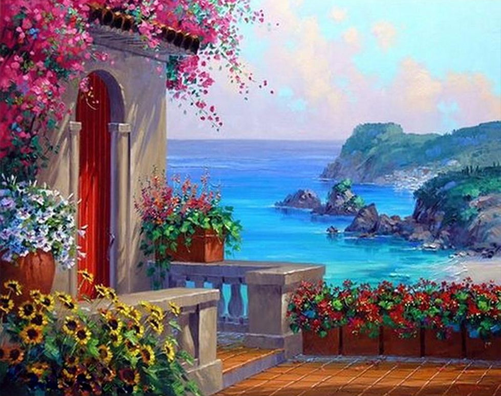 Casa al Lado de Mar Azul Pintar por Números