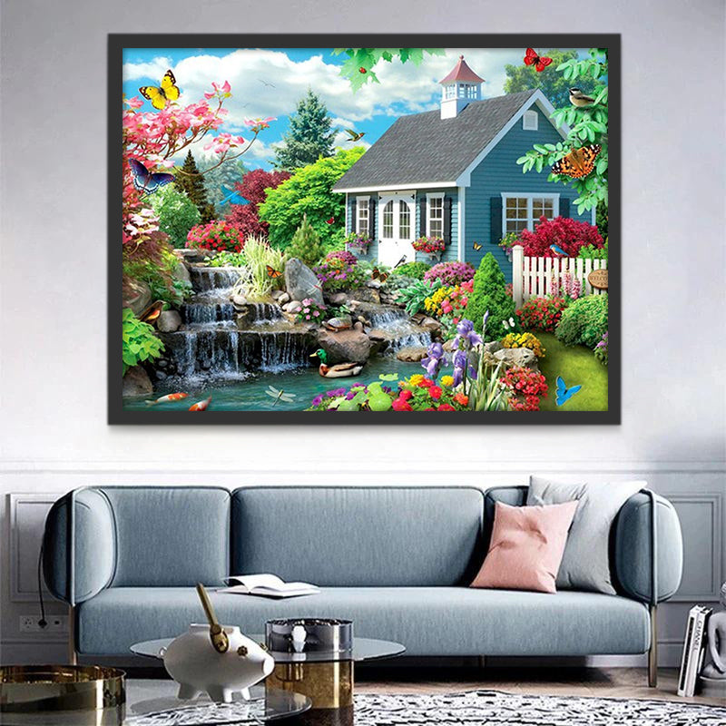 Casa con Jardín en la Primavera Pintar por Números