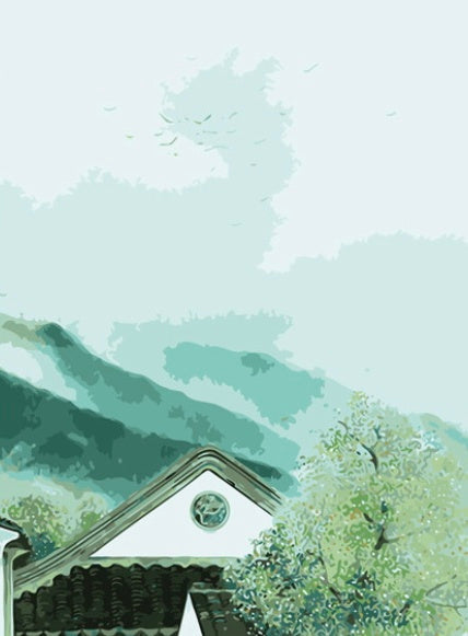Casa con Montañas Verdes Pintar por Números