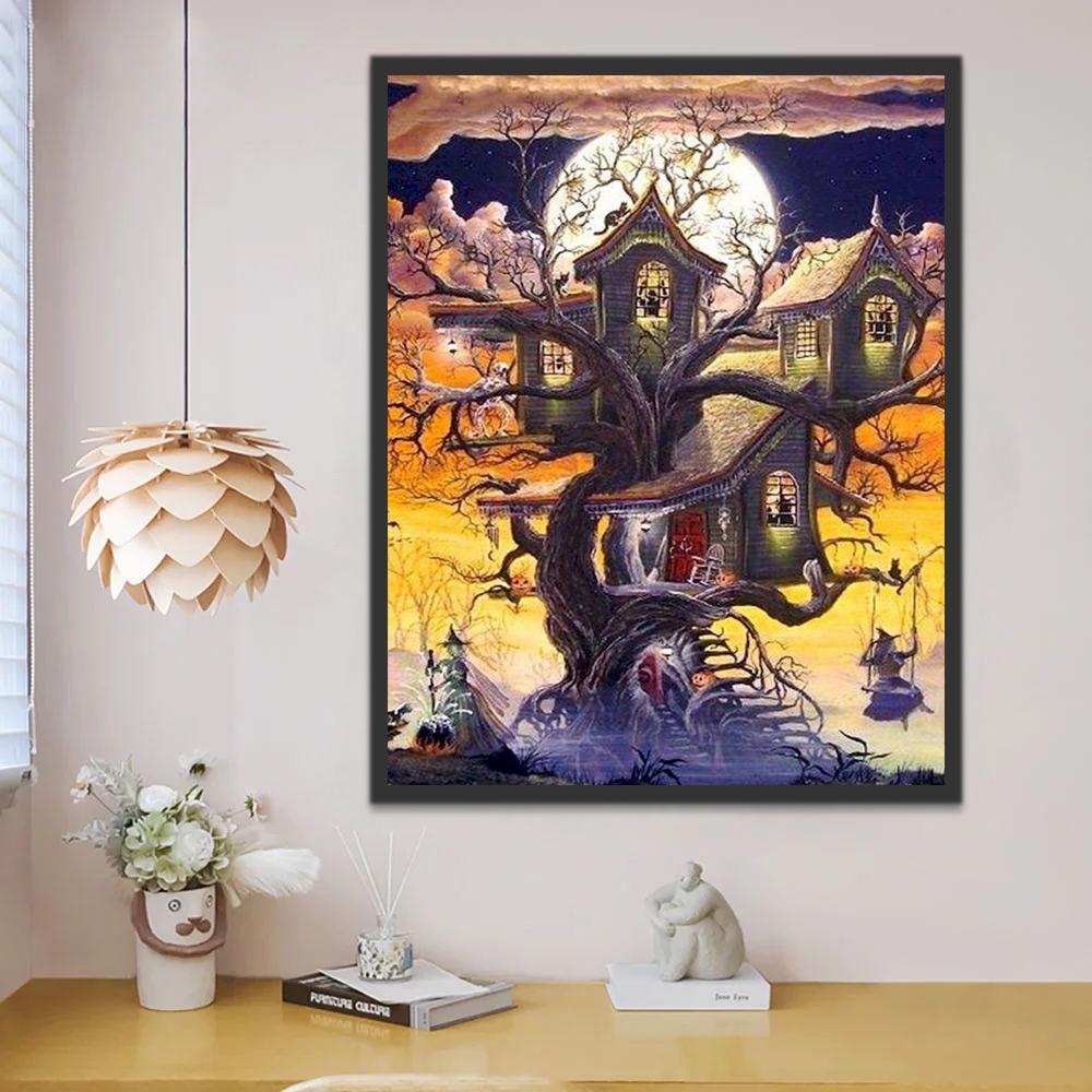 Casa de Brujas en un Árbol Pintar por Números