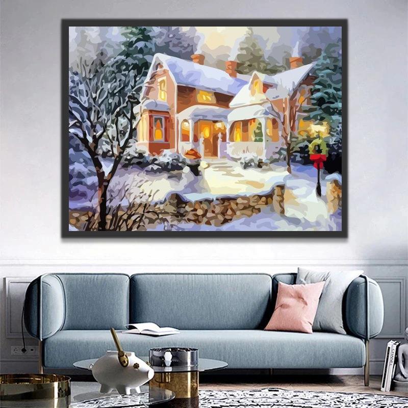 Casa de Navidad en el Bosque Pintar por Números