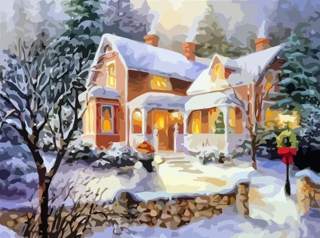 Casa de Navidad en el Bosque Pintar por Números