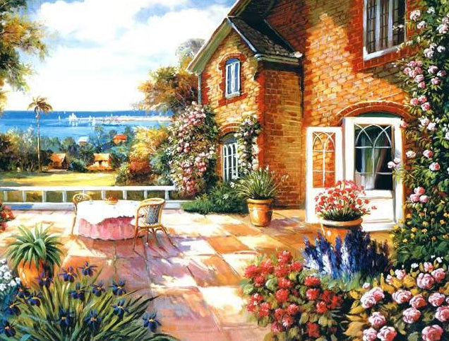 Casa de Piedras con Flores Pintar por Números