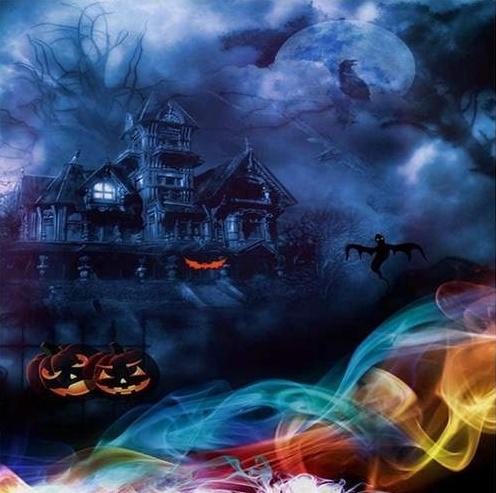 Casa Embrujada y Calabazas de Halloween Pintar por Números