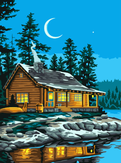 Casa en Bosque a la Luz de la Luna Pintar por Números