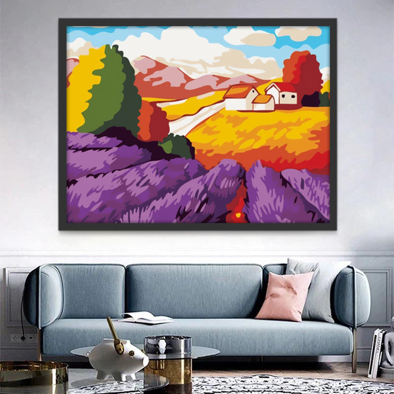 Casa en Campo de Lavándula Pintar por Números