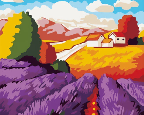 Casa en Campo de Lavándula Pintar por Números