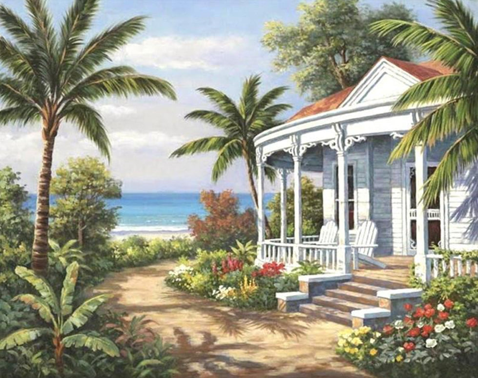 Casa entre Plantas al Lado de Mar Pintar por Números