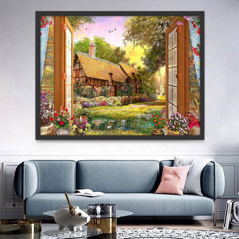 Casa y Puerta de Madera en el Bosque Pintar por Números