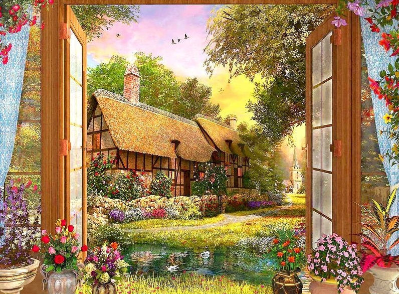Casa y Puerta de Madera en el Bosque Pintar por Números