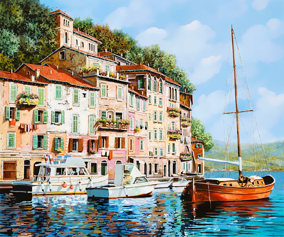 Casas Coloridas y Barcos y Río Pintar por Números