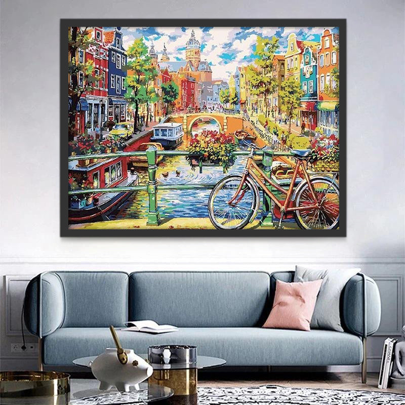 Casas Coloridas y un Puente Pintar por Números