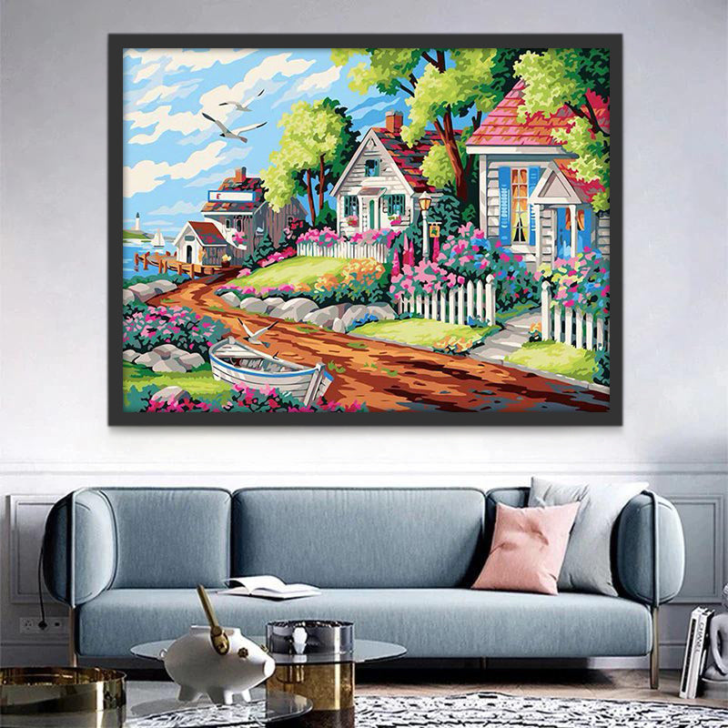Casas con Flores de Primavera Pintar por Números