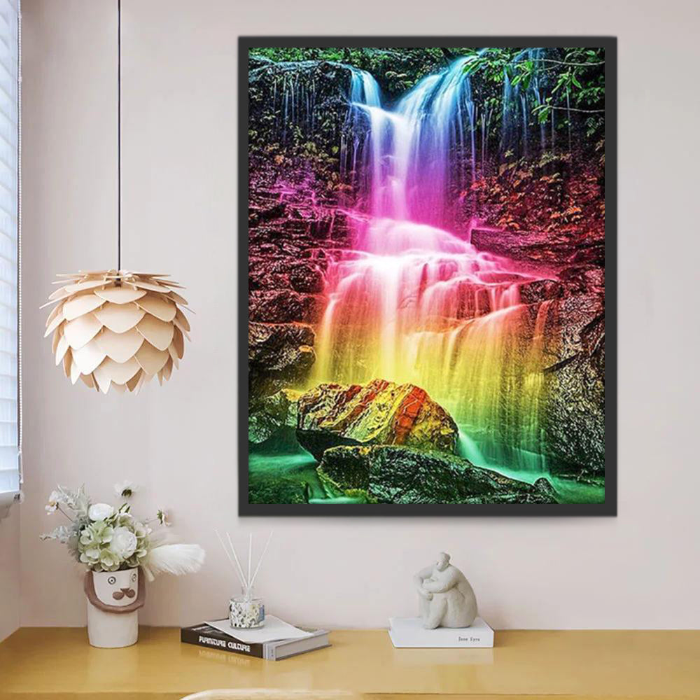Cascada con Agua de Color Arcoíris Pintar por Números