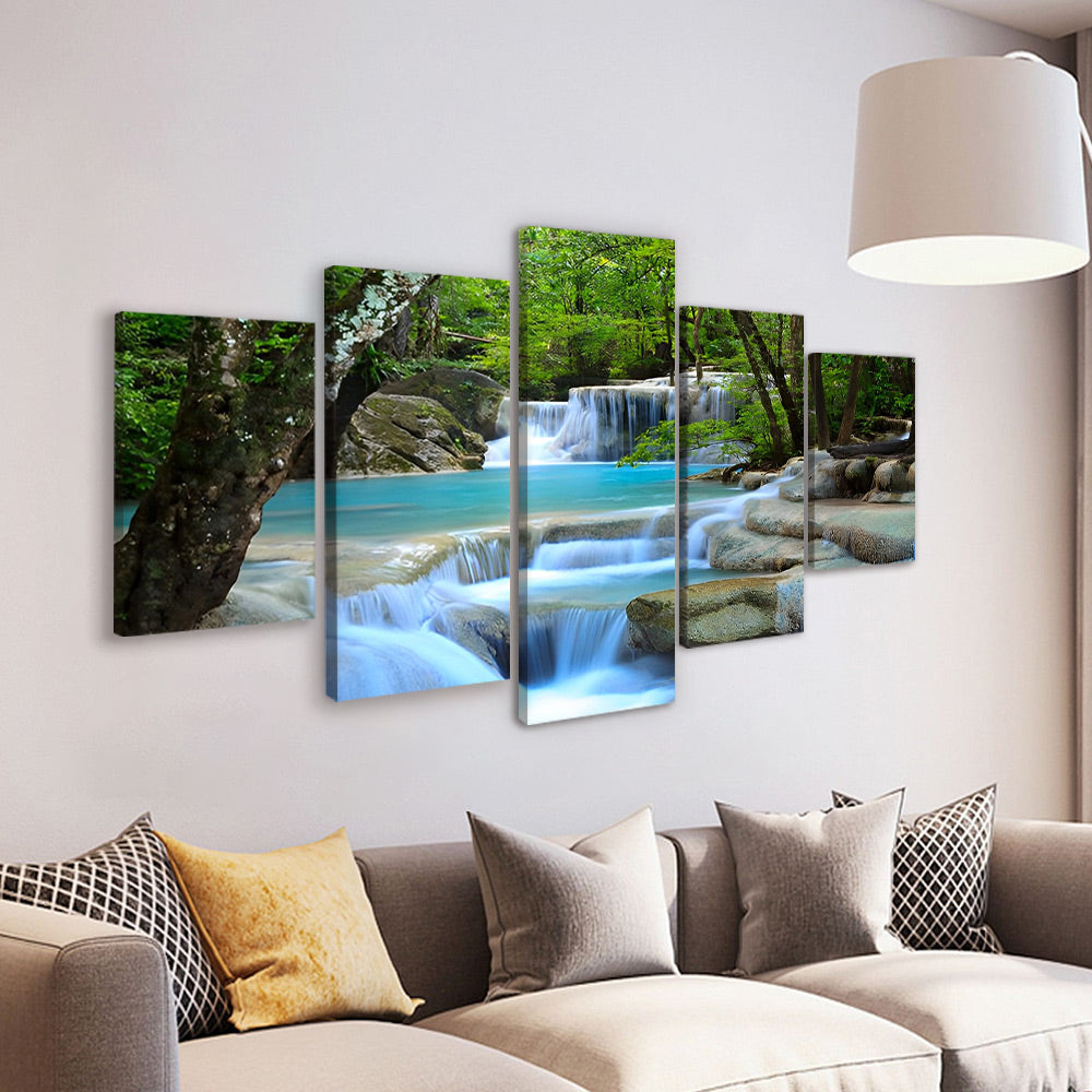 Cascadas Pequeñas sobre Rocas 5 Partes Pintar por Números