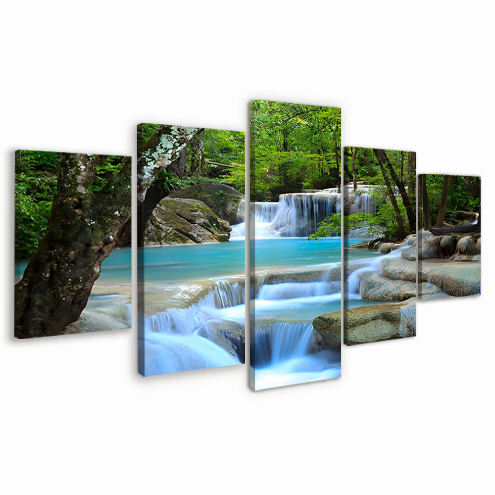 Cascadas Pequeñas sobre Rocas 5 Partes Pintar por Números