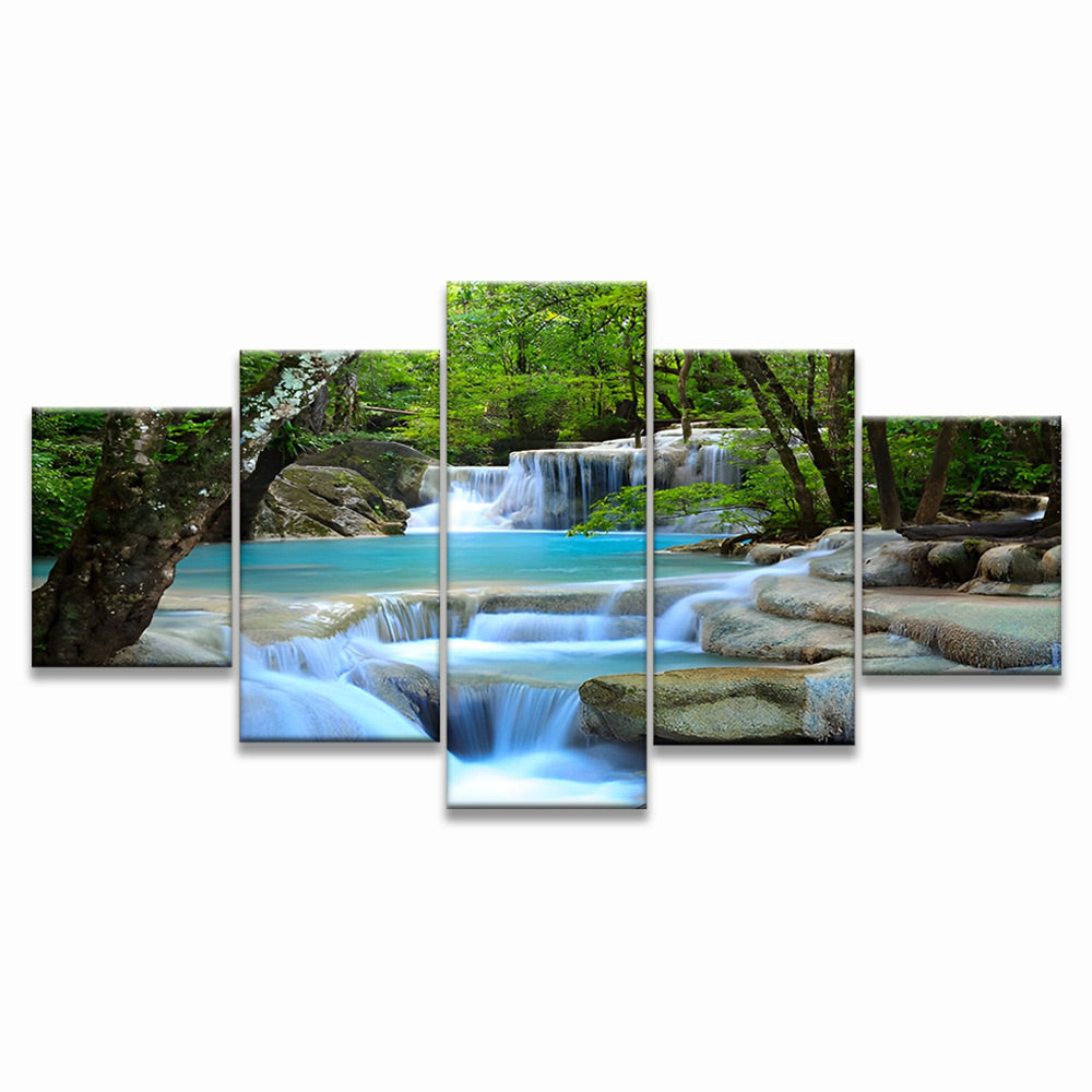 Cascadas Pequeñas sobre Rocas 5 Partes Pintar por Números