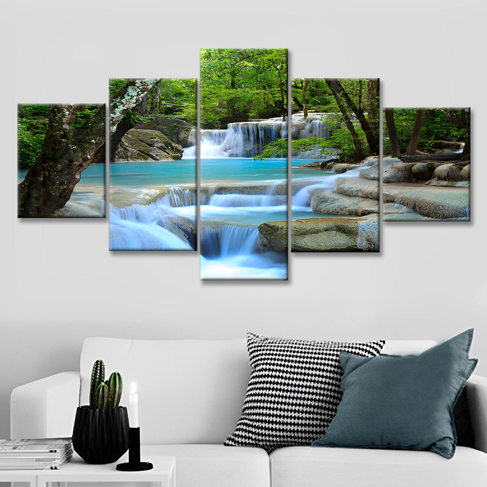 Cascadas Pequeñas sobre Rocas 5 Partes Pintar por Números