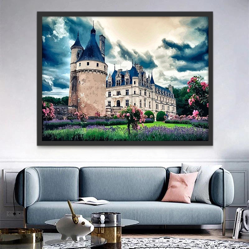 Castillo Antiguo y Cielo Nublado Pintar por Números