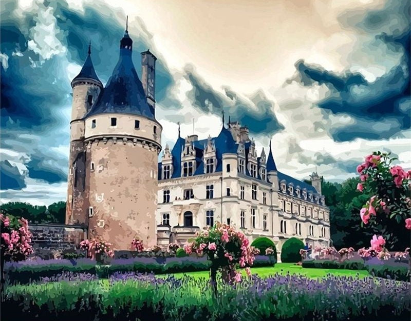 Castillo Antiguo y Cielo Nublado Pintar por Números