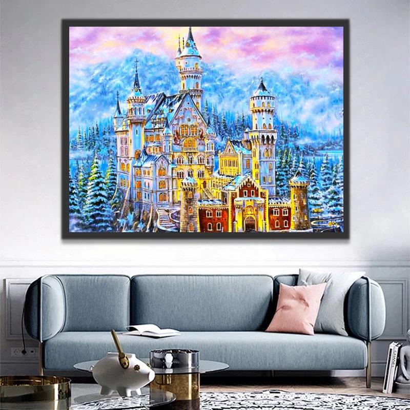Castillo Hermoso y Bosque de Pinos Pintar por Números