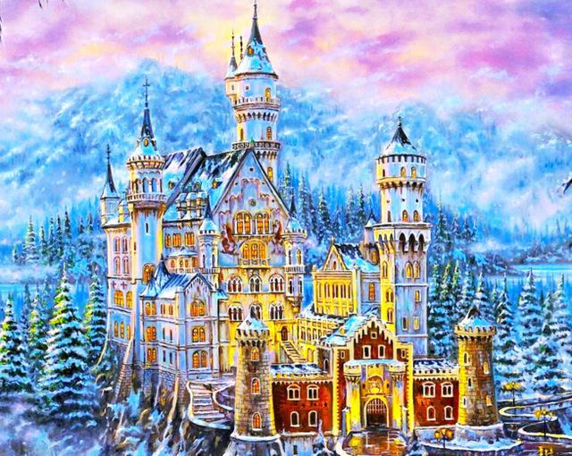 Castillo Hermoso y Bosque de Pinos Pintar por Números