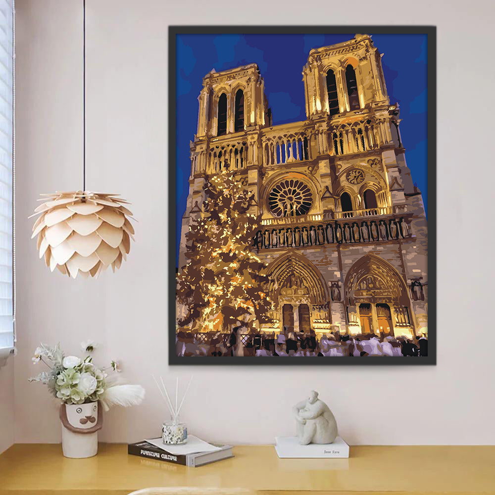 Catedral de Notre Dame en la Noche Pintar por Números