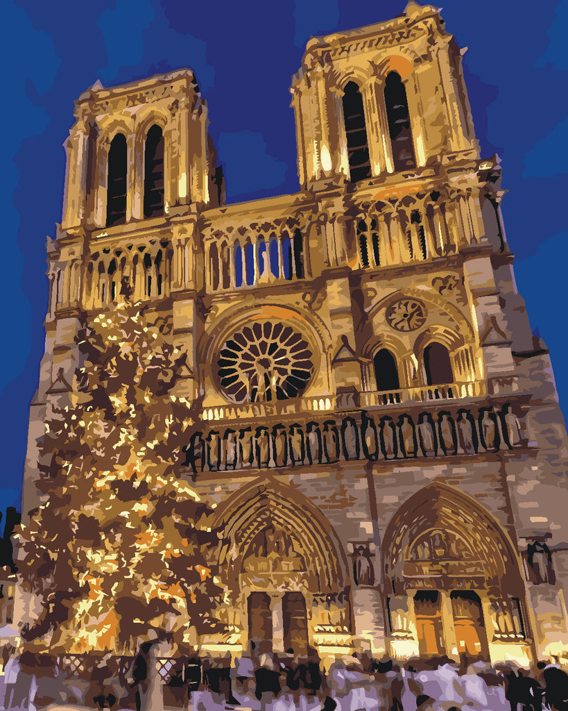 Catedral de Notre Dame en la Noche Pintar por Números