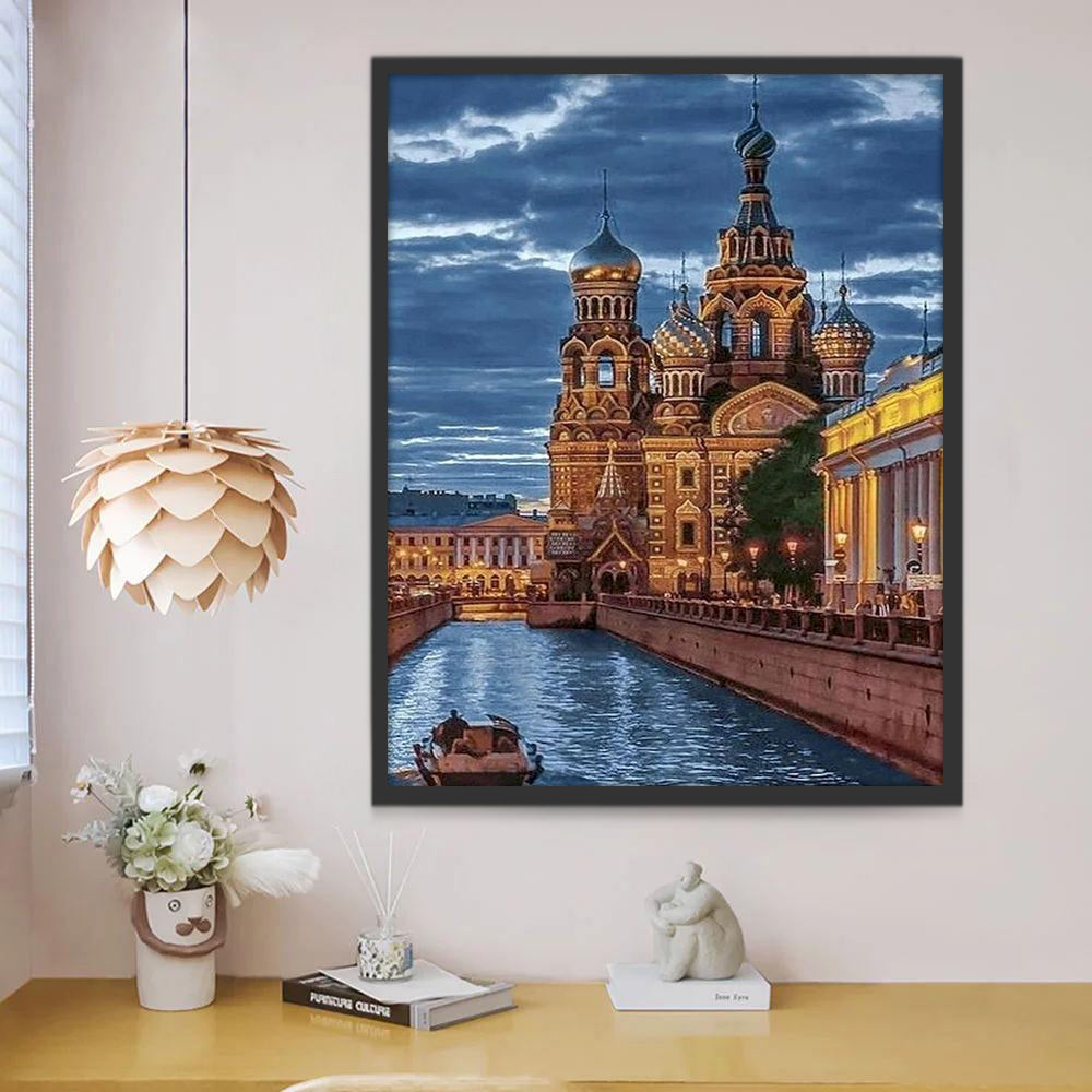 Catedral en la Ciudad en el Día Nublado Pintar por Números
