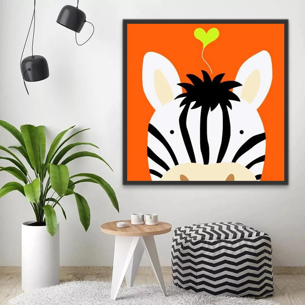 Cebra Adorable y Corazón Amarillo Pintar por Números Niños