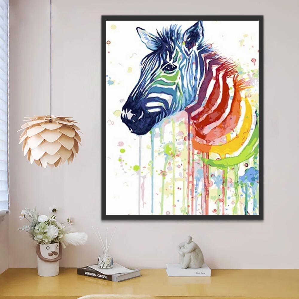 Cebra de Color de Arco Iris Pintar por Números