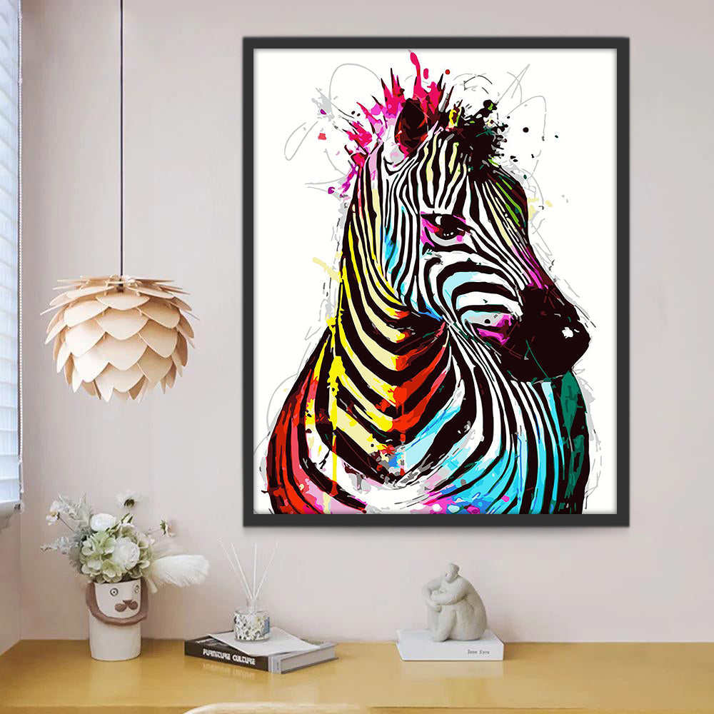 Cebra de Colores Diversos con Fondo Blanco Pintar por Números