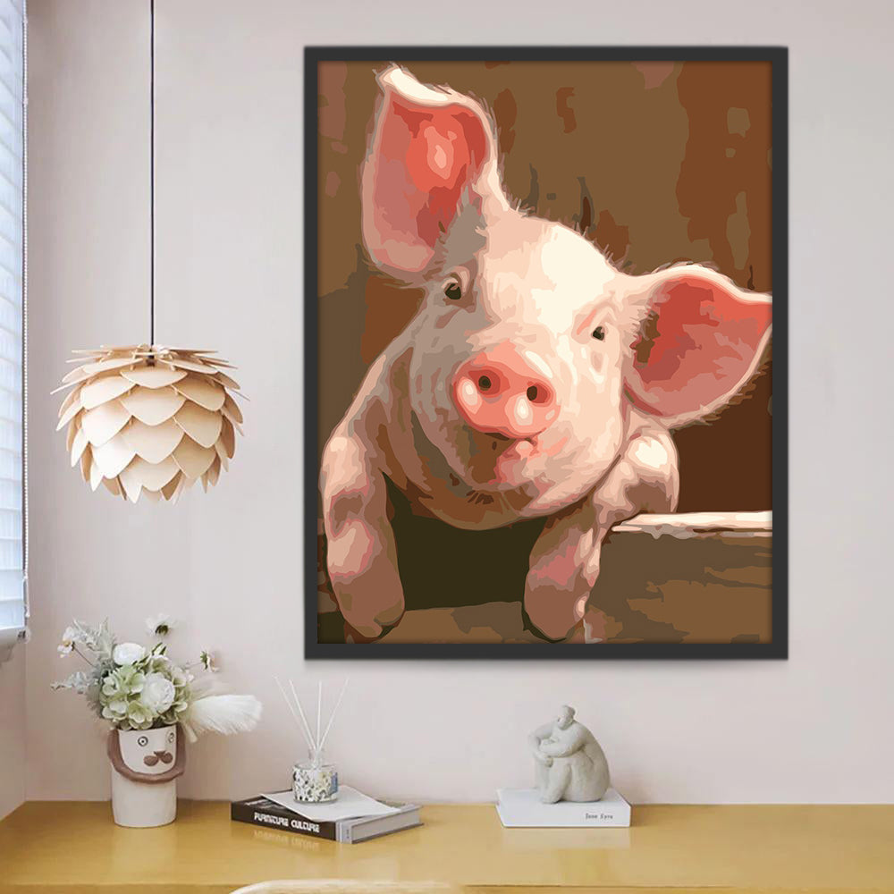 Cerdo Adorable de Color Rosado Pintar por Números
