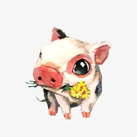 Cerdo Bebé con Flores Amarillas Pintar por Números