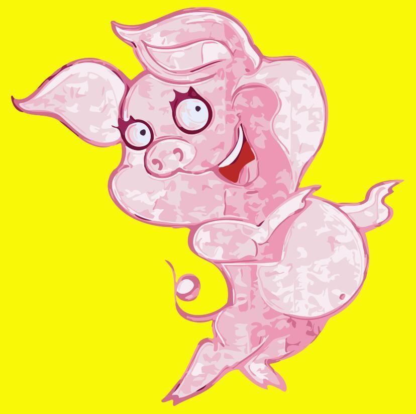 Cerdo Rosado en el Fondo Amarillo Pintar por Números Niños