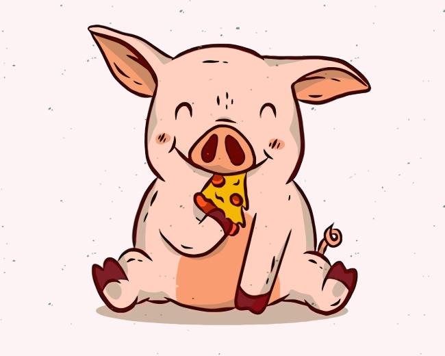 Cerdo Rosado Lindo Comiendo Pizza Pintar por Números Niños