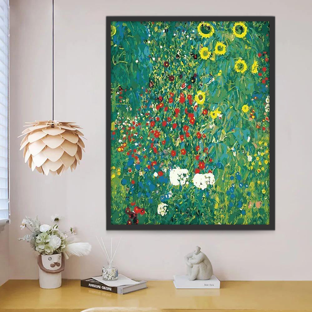 Césped Verde con Flores Coloridas Pintar por Números