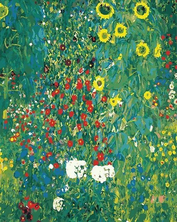 Césped Verde con Flores Coloridas Pintar por Números