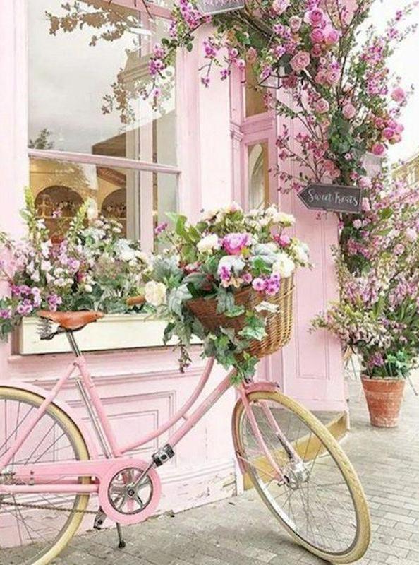 Cesta de Bicicleta con Flores en la Calle Pintar por Números