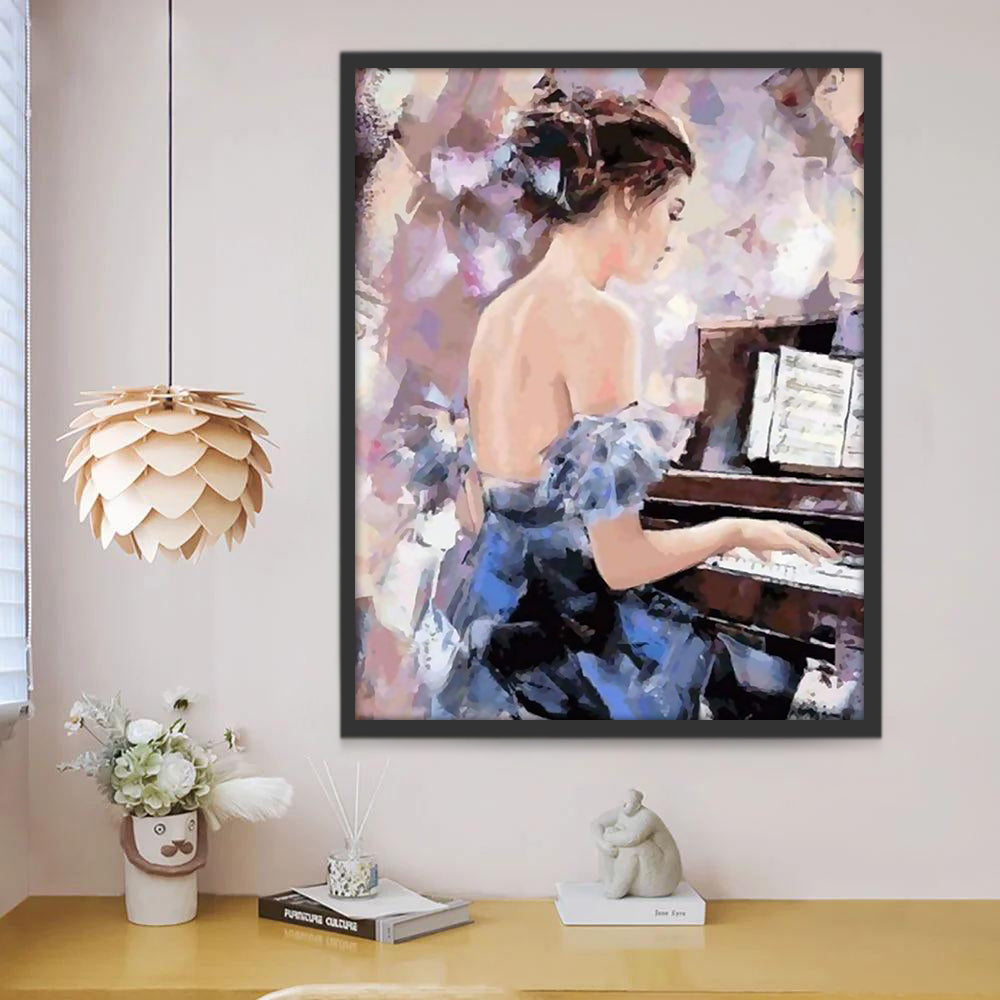 Chica Agraciada Tocando el Piano Pintar por Números
