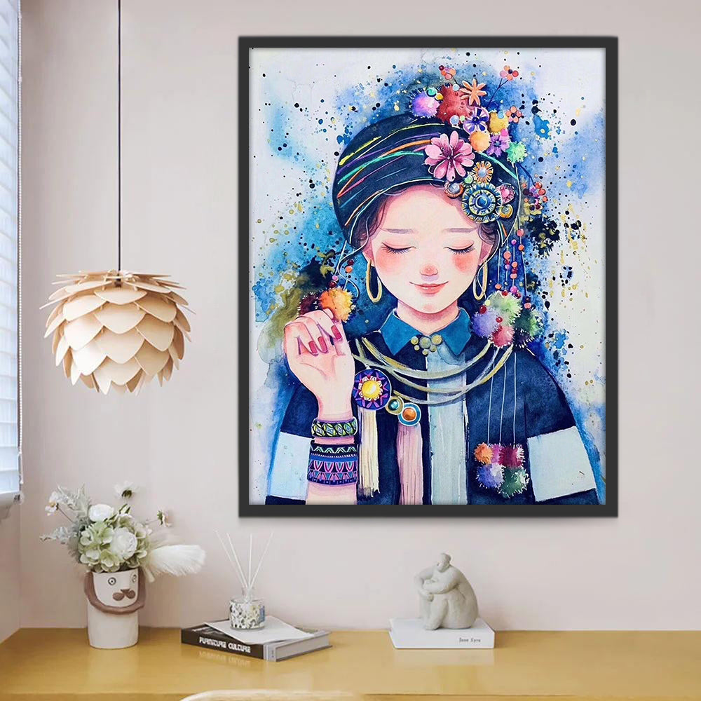 Chica China de la Minoría Étnica Pintar por Números